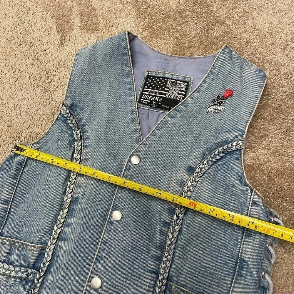 USA Bikers Dream Apparel Jean Vest Medium Honda Eagle on the back - Picture 8 of 16